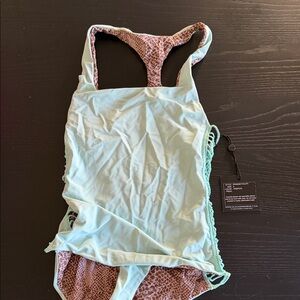 Acacia Swimwear One Piece in Light Green and Brown